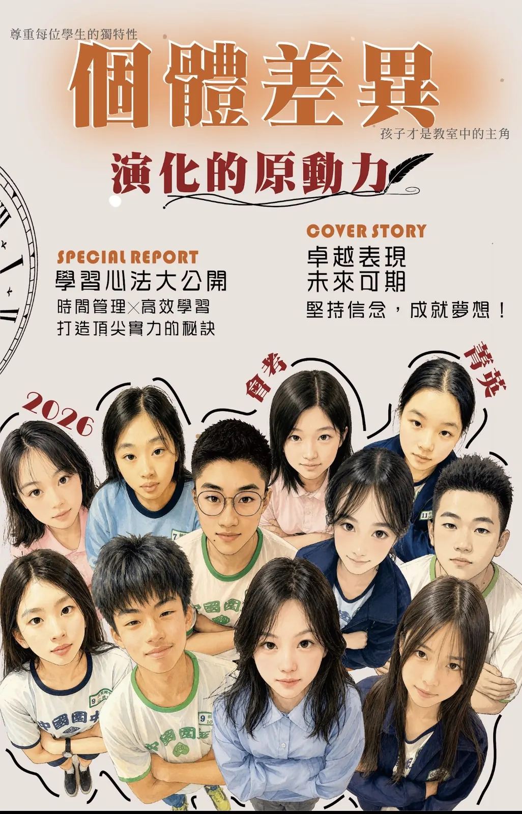 個體差異是演化的原動力，昇達學生品牌海報